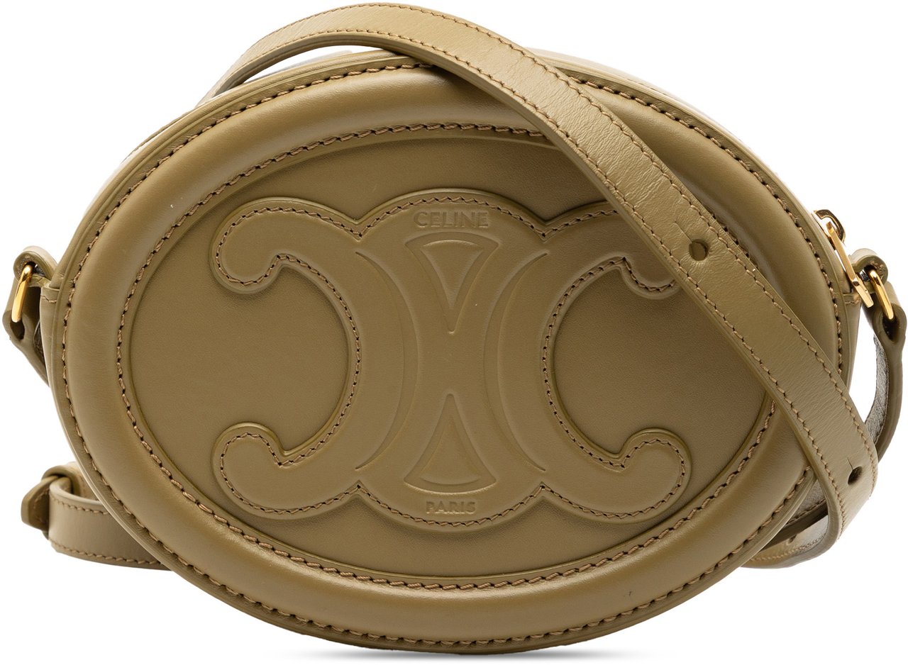 Celine Small Calfskin Cuir Triomphe Oval Crossbody Groen