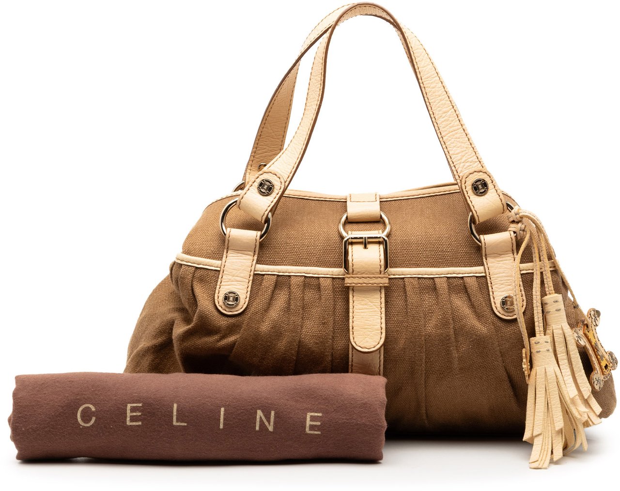 Celine Canvas Boogie Tassel Tote Bruin