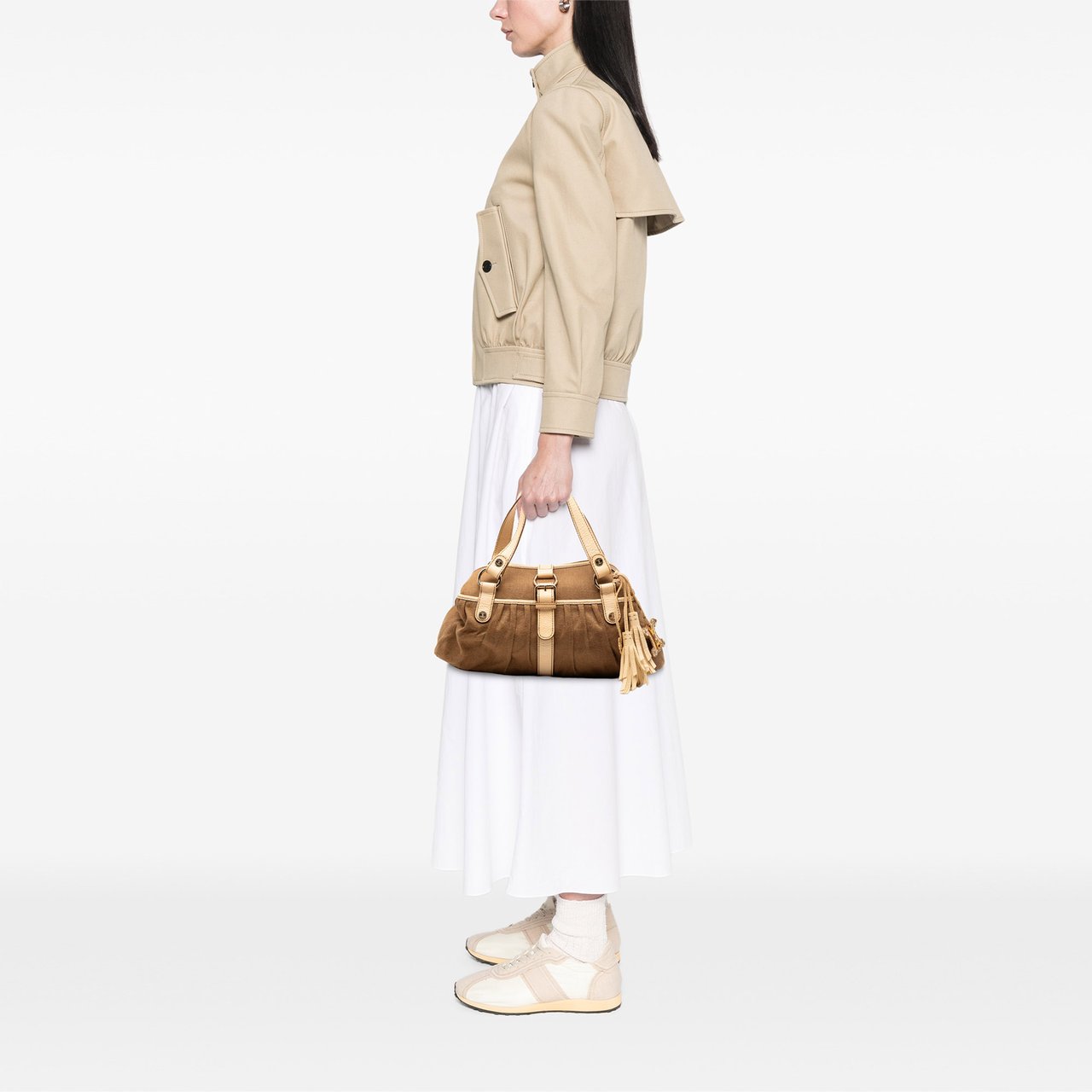 Celine Canvas Boogie Tassel Tote Bruin