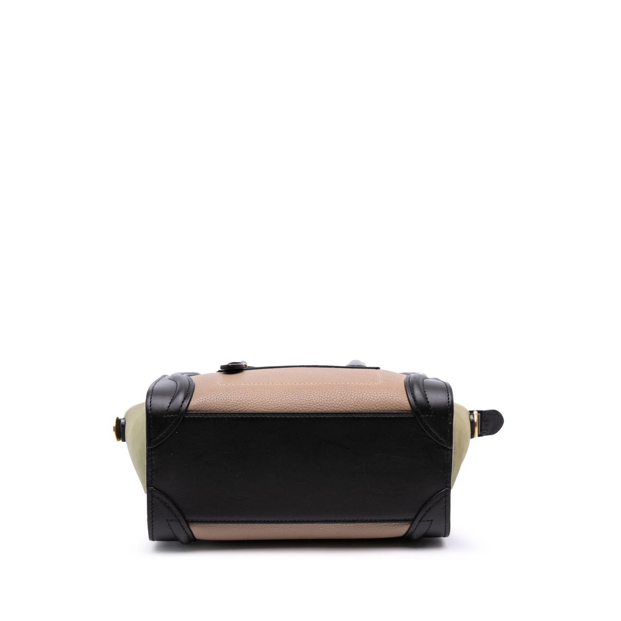 Celine Nano Tricolor Grained Calfskin and Nubuck Luggage Tote Bruin