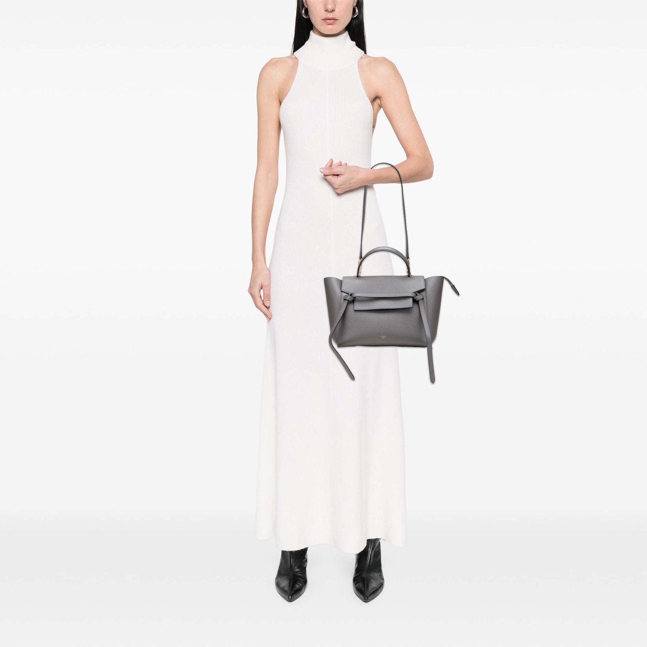 Celine Mini Grained Calfskin Belt Bag Grijs