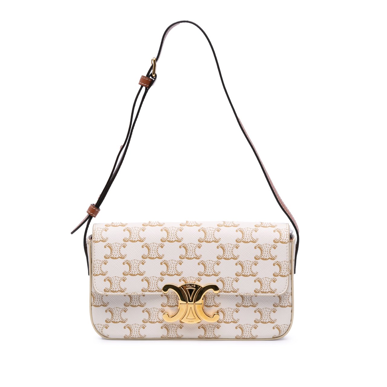 Celine Triomphe Coated Canvas Claude Shoulder Bag Wit