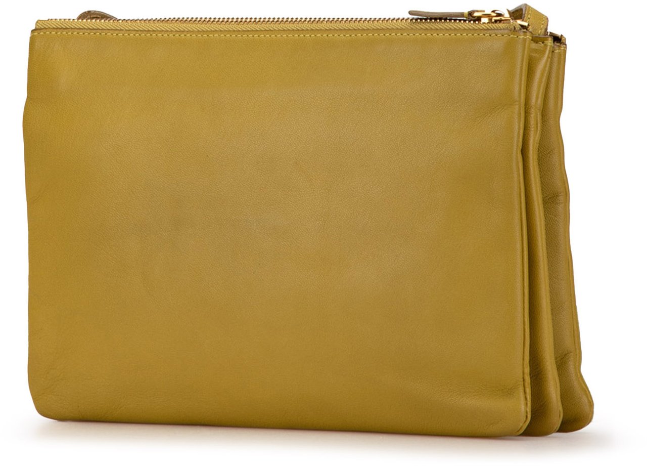 Celine Large Lambskin Trio Crossbody Geel