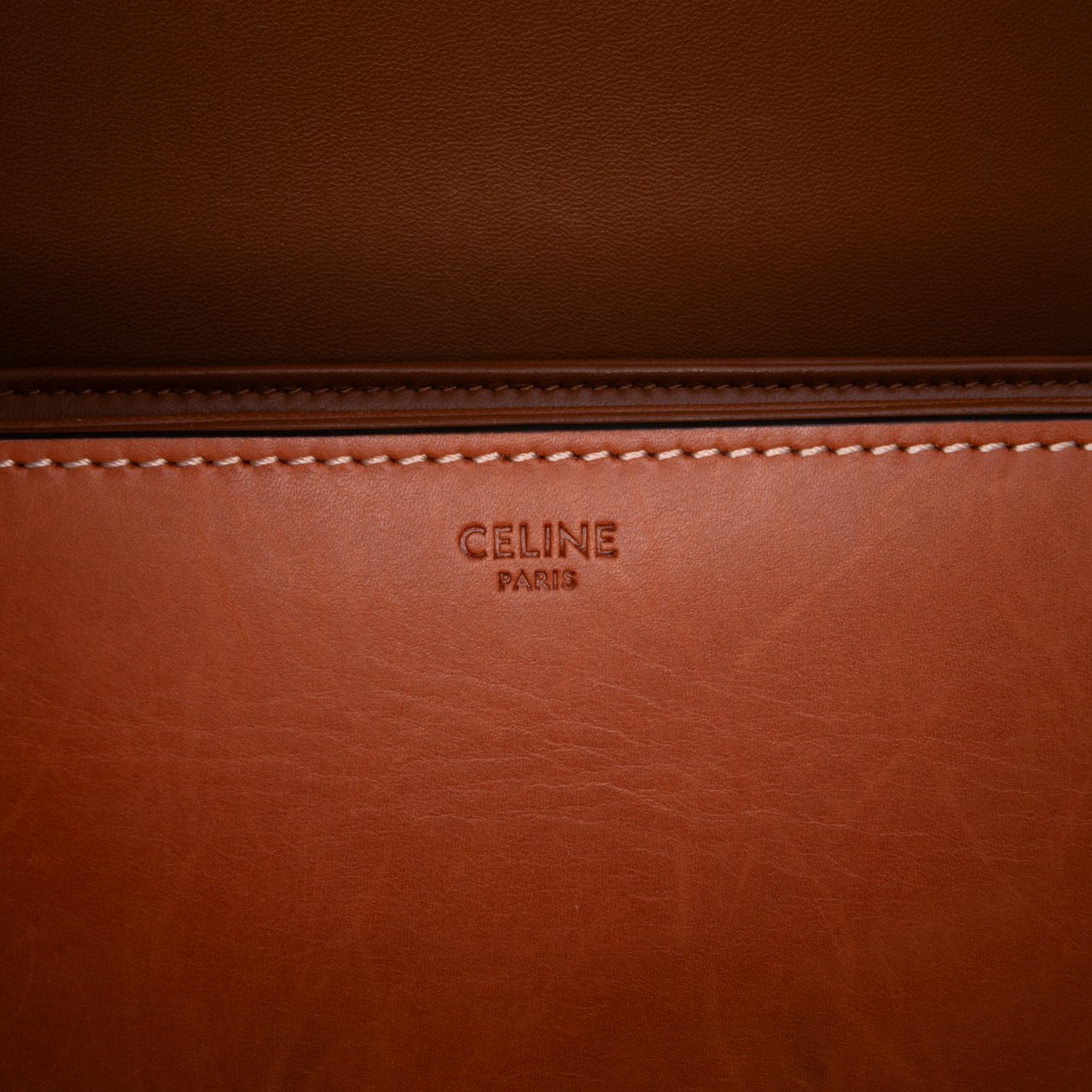 Celine Classique Natural Calfskin Triomphe Crossbody Bruin