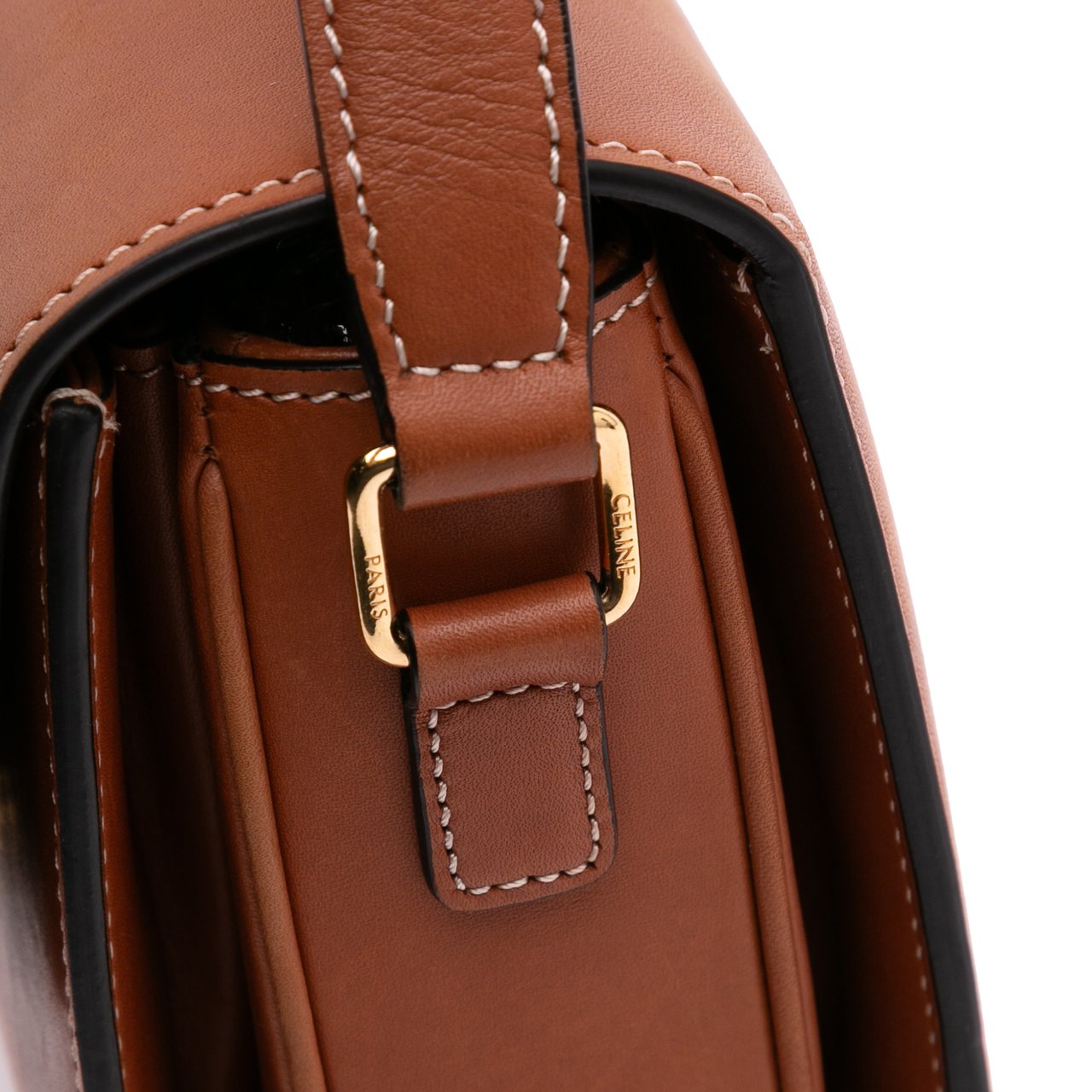 Celine Classique Natural Calfskin Triomphe Crossbody Bruin