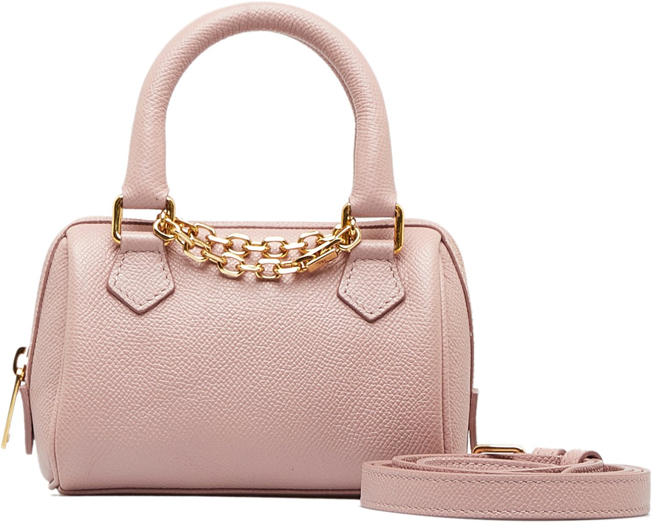 Celine Mini Grained Leather Chain Boston Roze