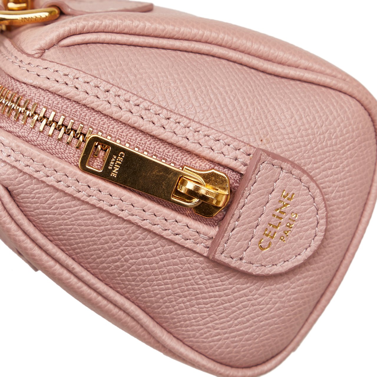 Celine Mini Grained Leather Chain Boston Roze