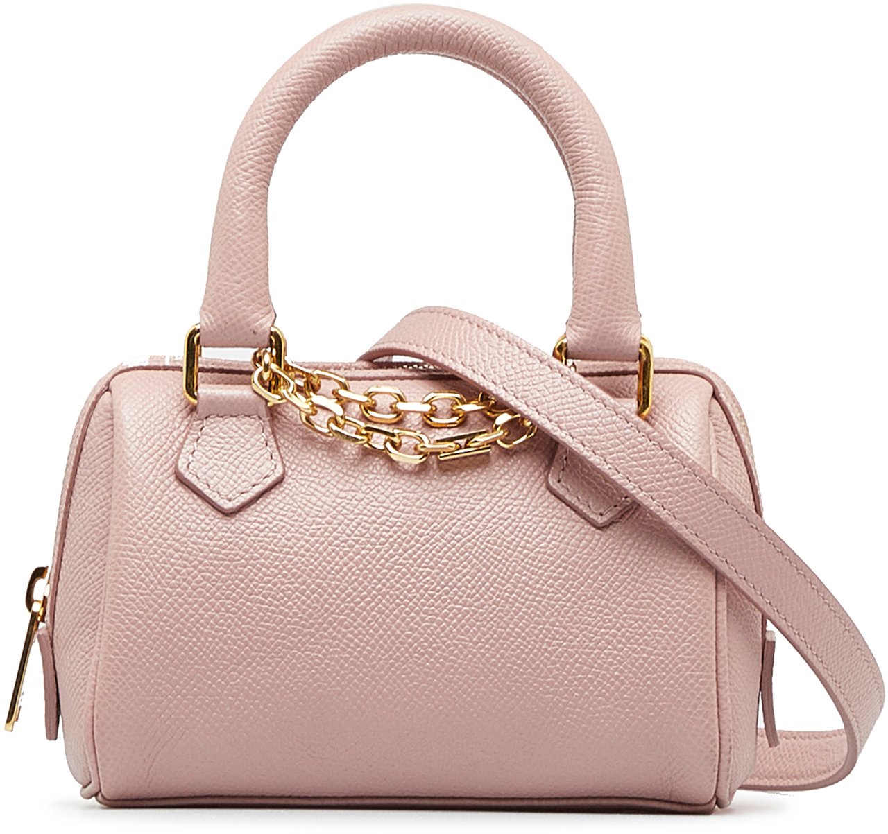 Celine Mini Grained Leather Chain Boston Roze