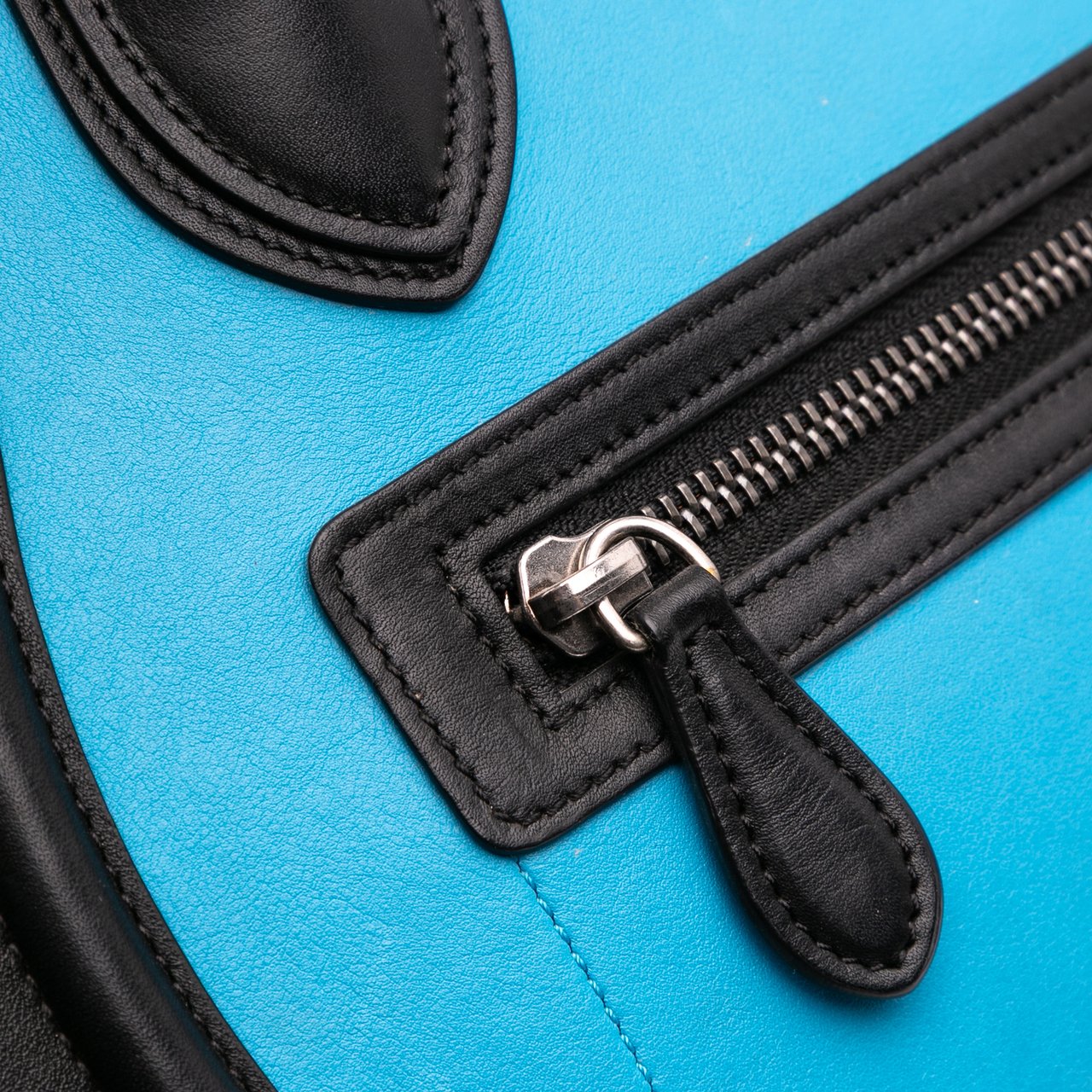 Celine Micro Tricolor Leather Luggage Tote Blauw