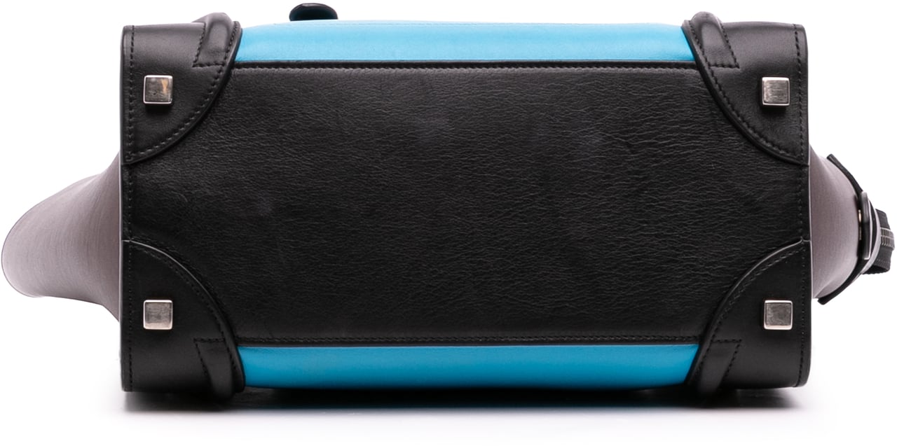 Celine Micro Tricolor Leather Luggage Tote Blauw
