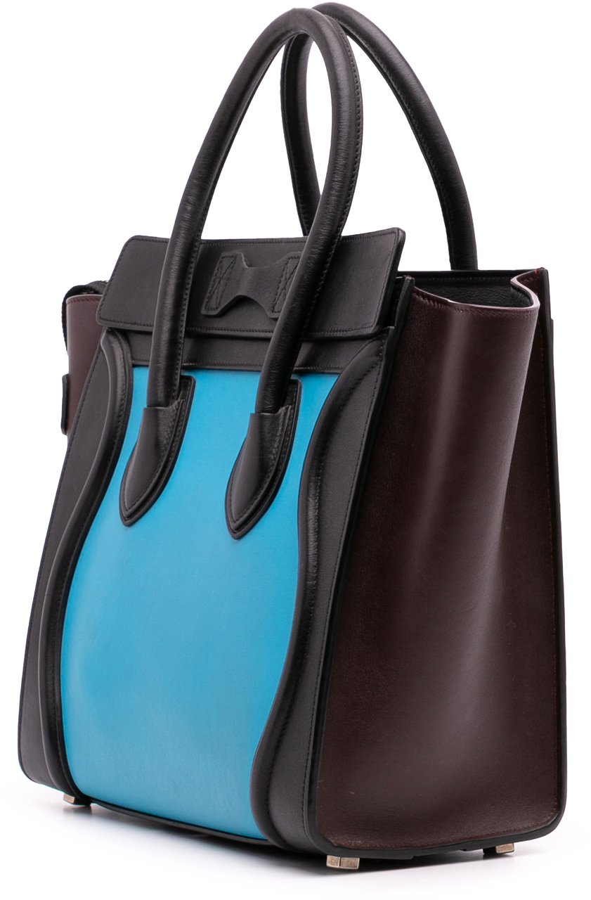 Celine Micro Tricolor Leather Luggage Tote Blauw