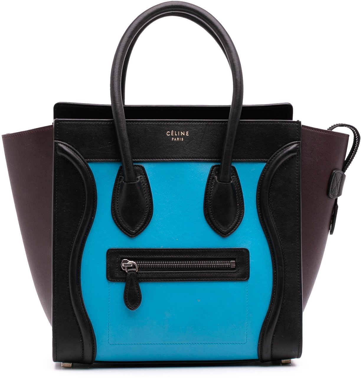 Celine Micro Tricolor Leather Luggage Tote Blauw
