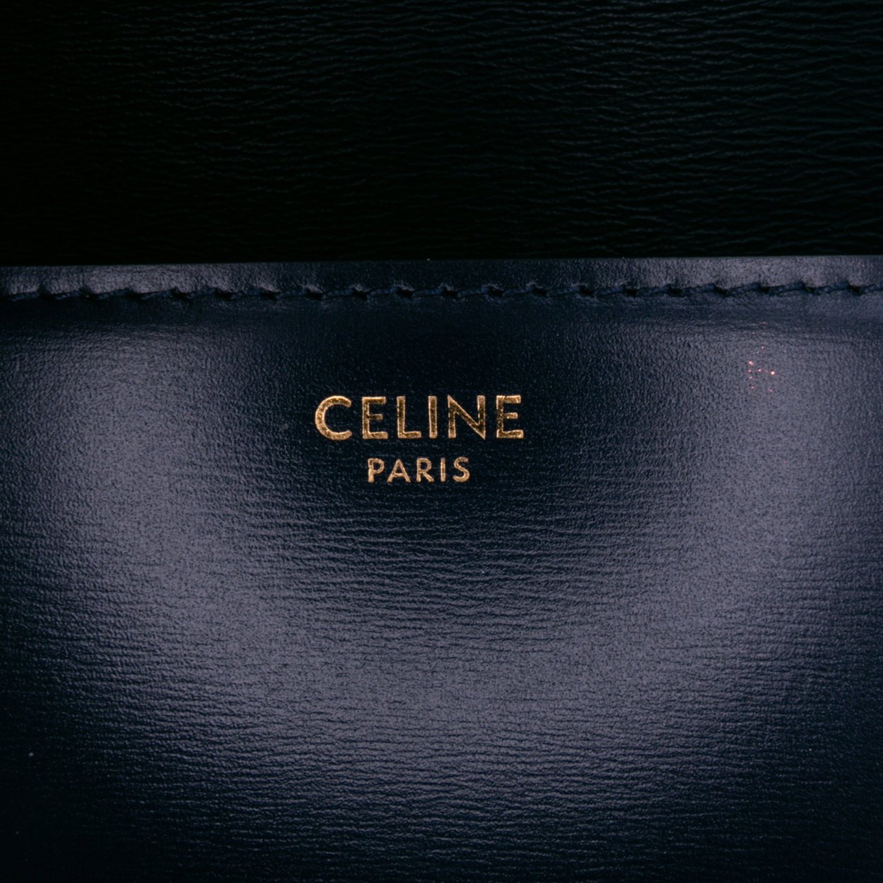 Celine Teen Shiny Calfskin Triomphe Crossbody Blauw