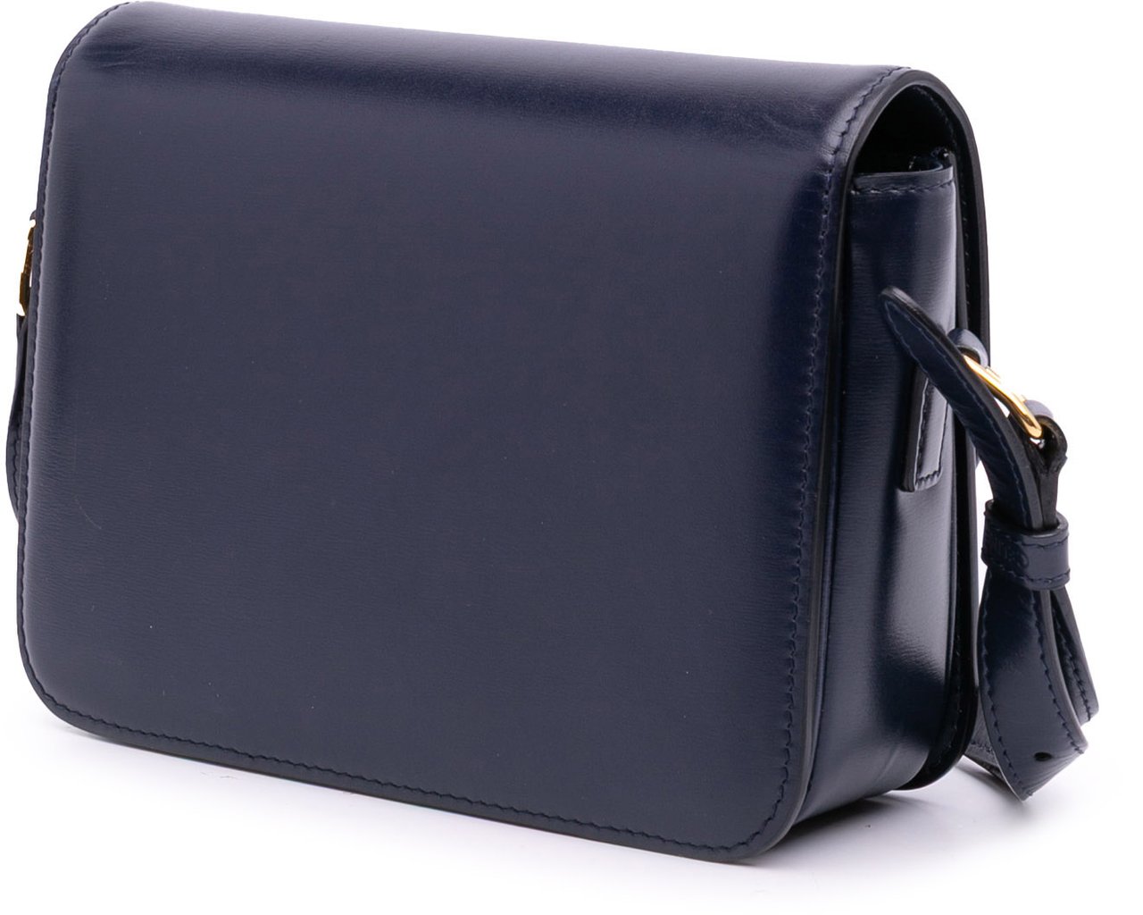 Celine Teen Shiny Calfskin Triomphe Crossbody Blauw