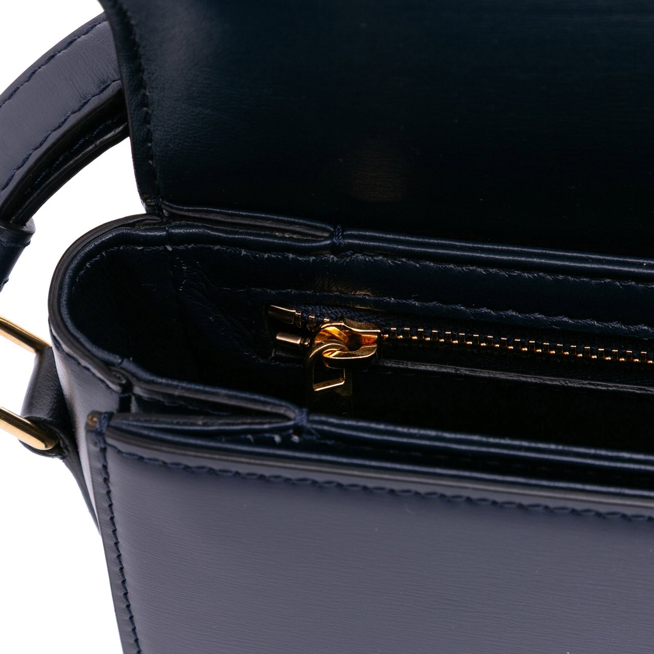 Celine Teen Shiny Calfskin Triomphe Crossbody Blauw
