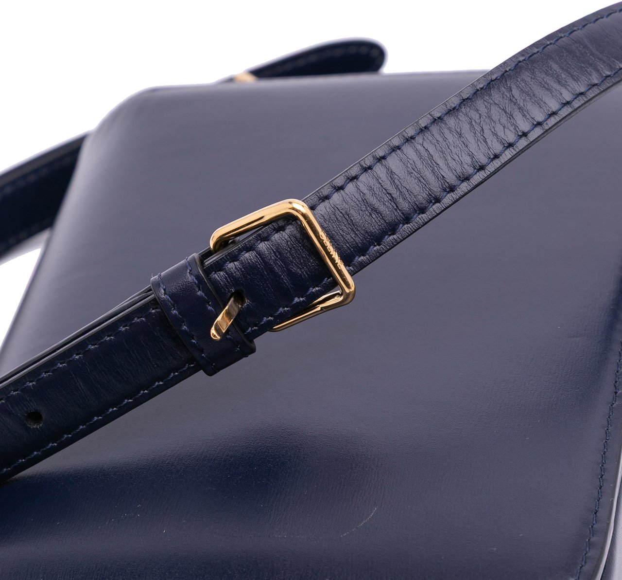 Celine Teen Shiny Calfskin Triomphe Crossbody Blauw