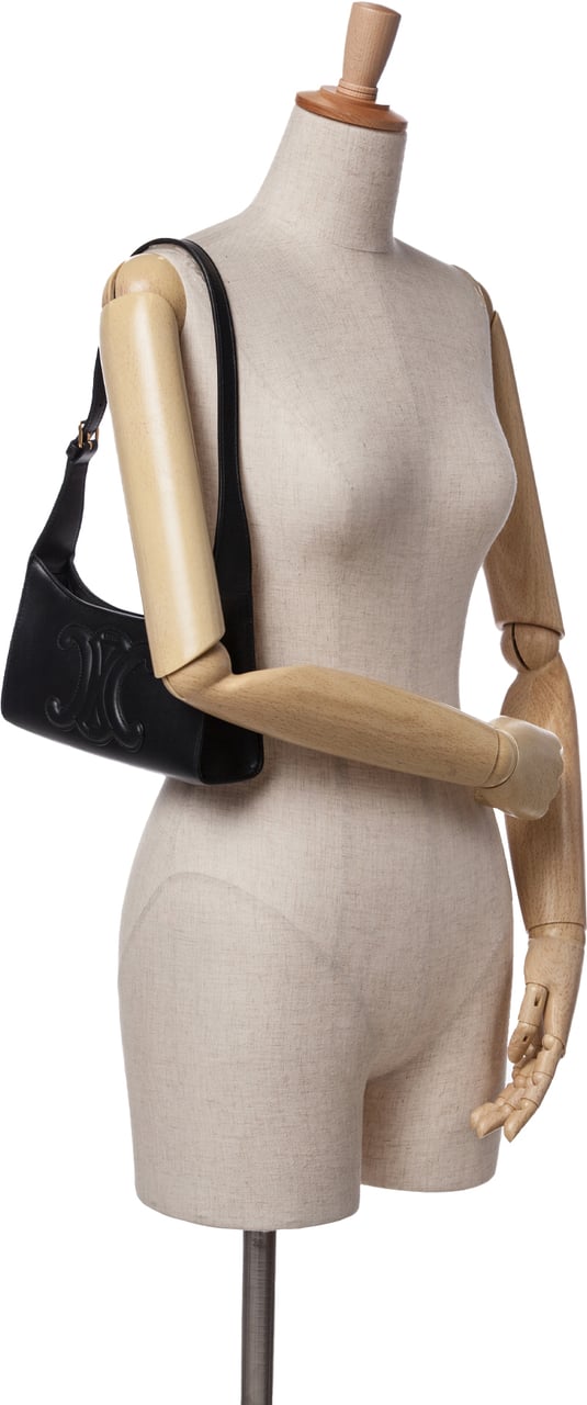 Celine Smooth Calfskin Cuir Triomphe Shoulder Bag Zwart