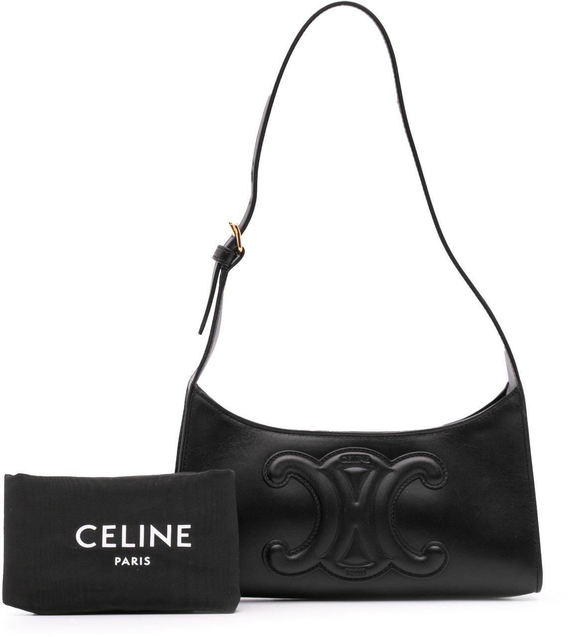 Celine Smooth Calfskin Cuir Triomphe Shoulder Bag Zwart