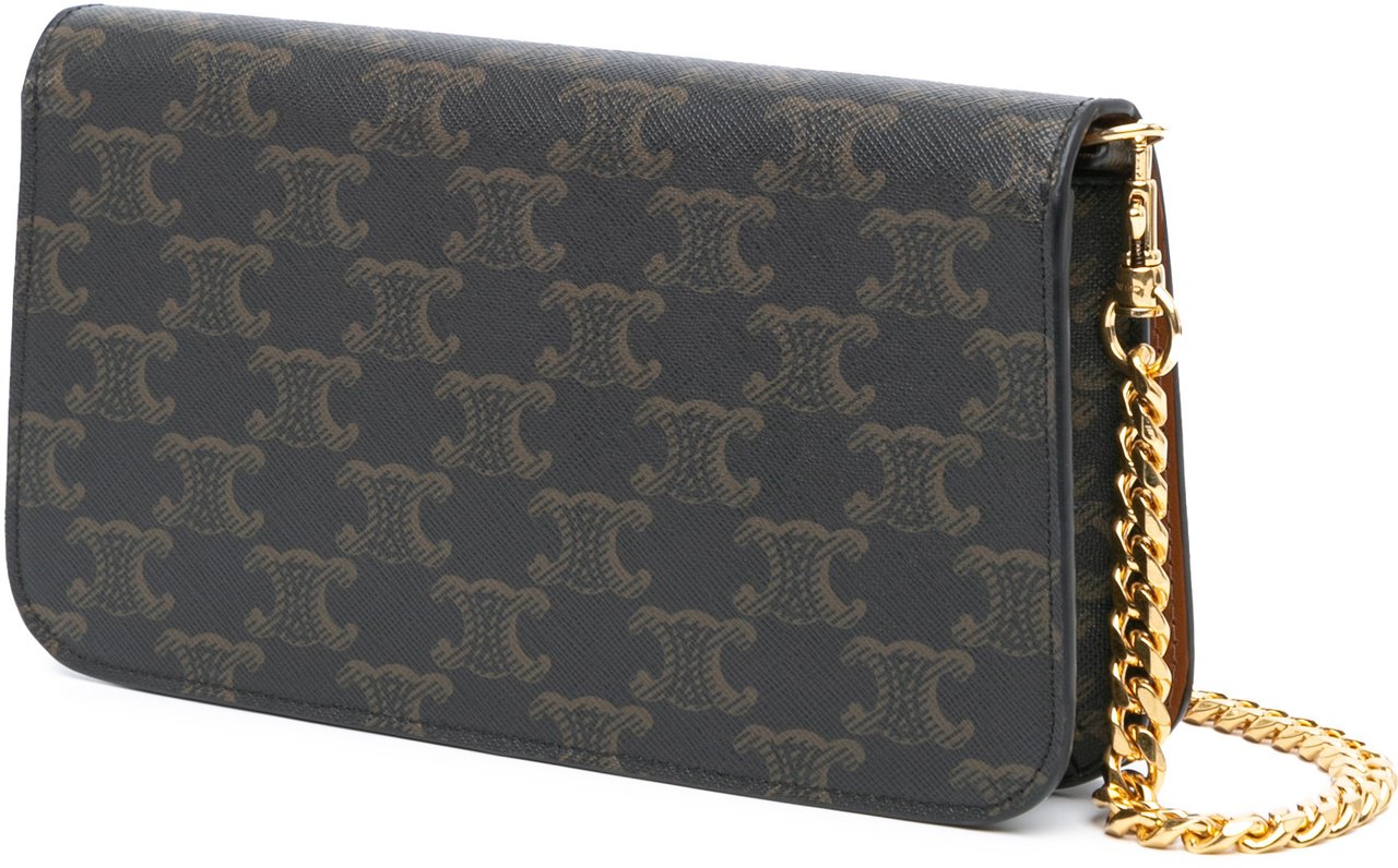 Celine Triomphe Coated Canvas Triomphe Multi Pochette Satchel Bruin