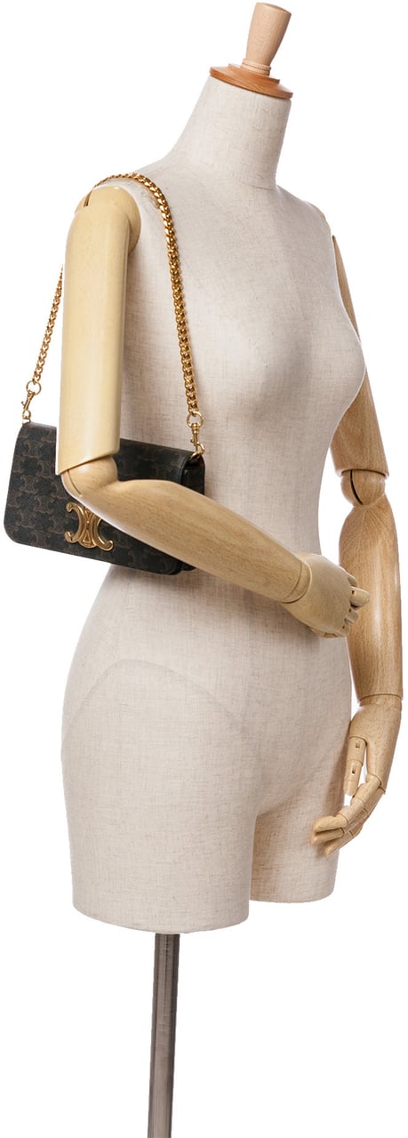 Celine Triomphe Coated Canvas Triomphe Multi Pochette Satchel Bruin