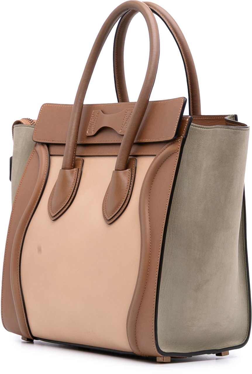 Celine Micro Tricolor Luggage Tote Bruin