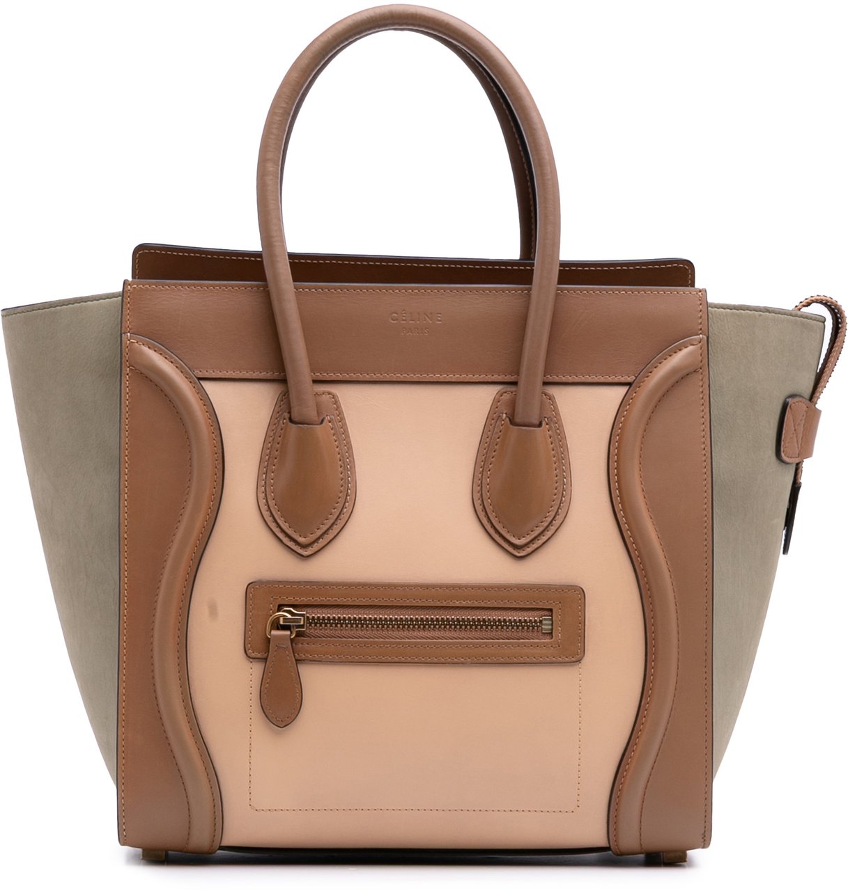 Celine Micro Tricolor Luggage Tote Bruin