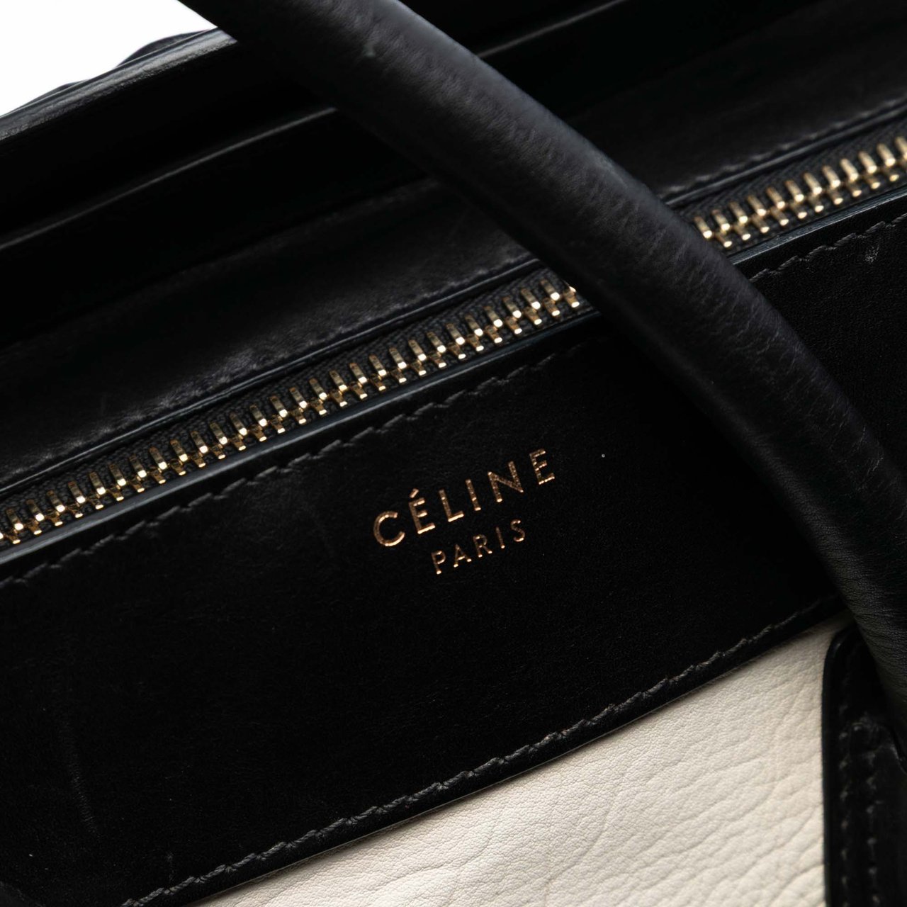 Celine Mini Bicolor Calfskin Luggage Tote Wit