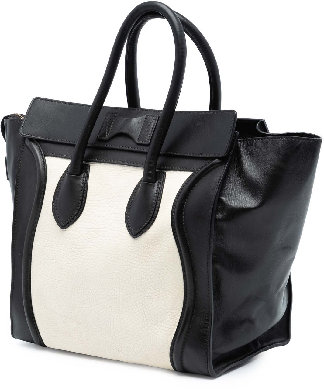Celine Mini Bicolor Calfskin Luggage Tote Wit