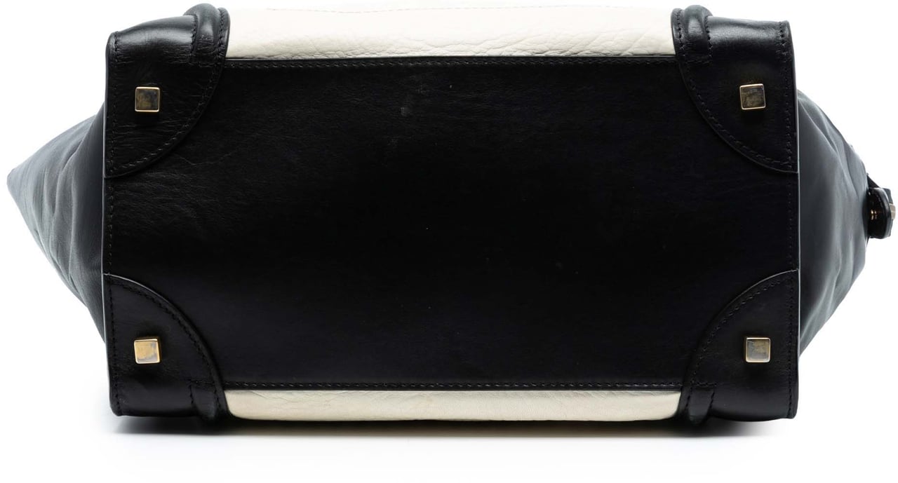 Celine Mini Bicolor Calfskin Luggage Tote Wit