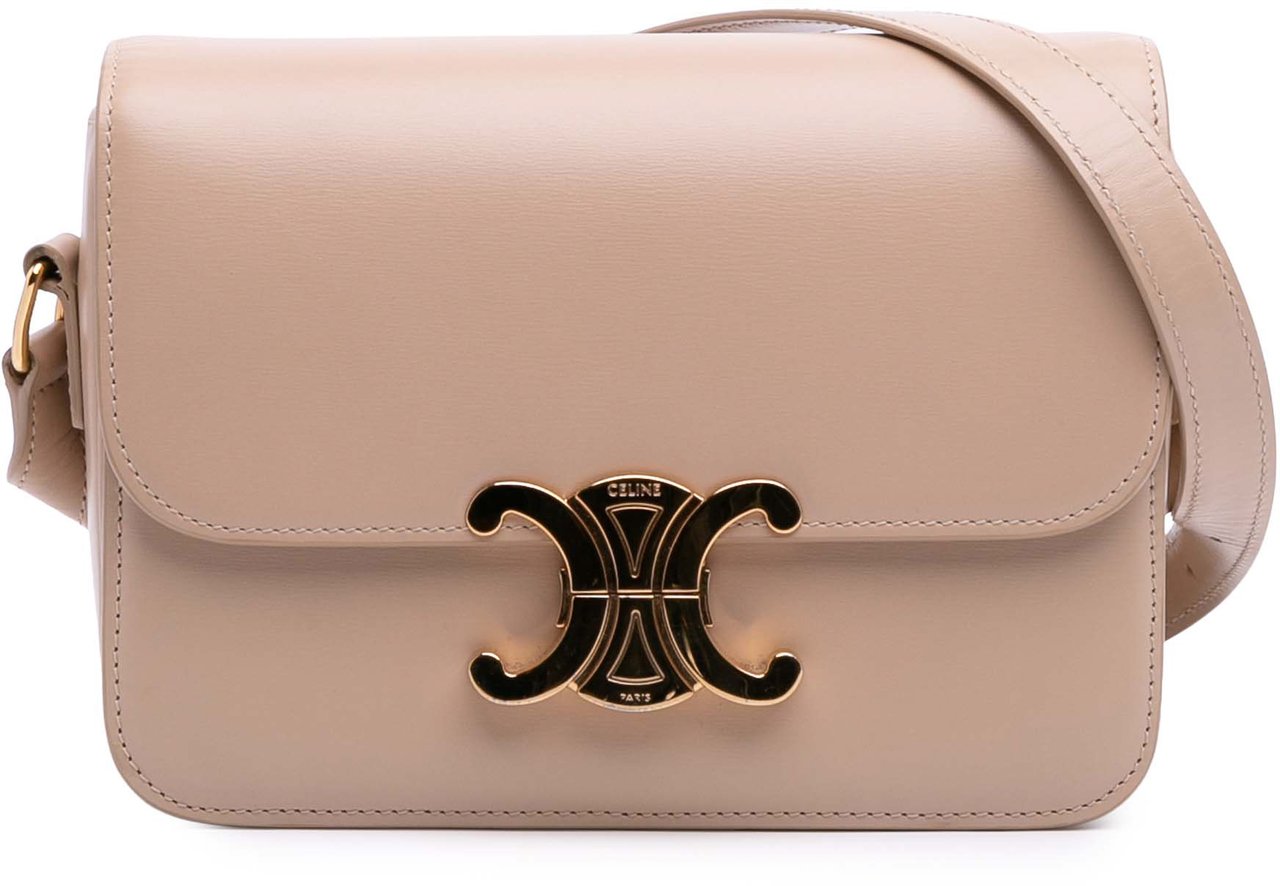 Celine Teen Shiny Calfskin Triomphe Crossbody Bruin