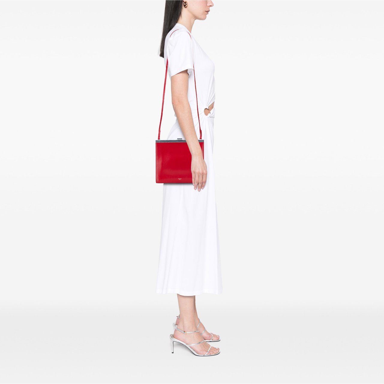 Celine Mini Leather Clasp Crossbody Rood