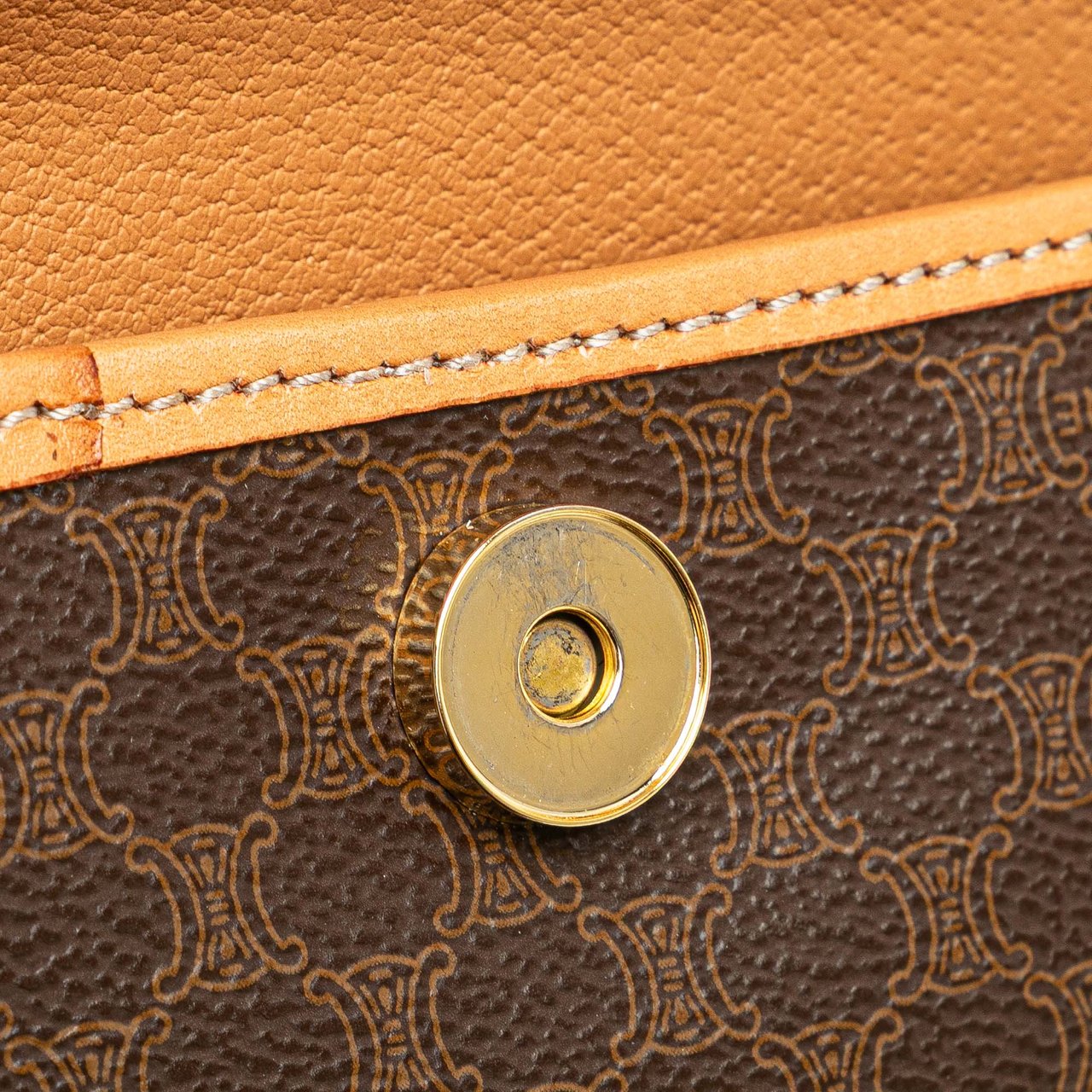 Celine Macadam Coated Canvas Clutch Bruin