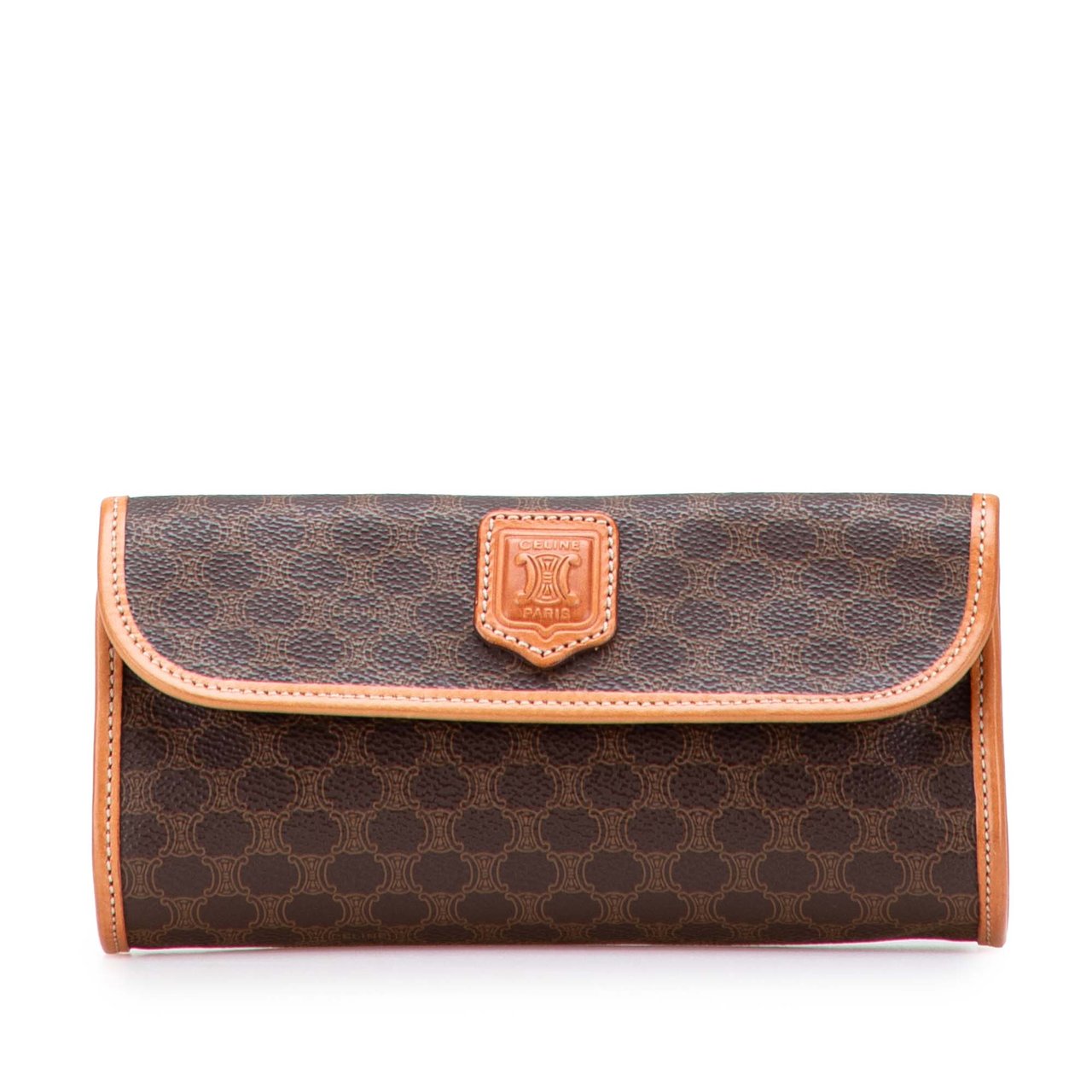 Celine Macadam Coated Canvas Clutch Bruin