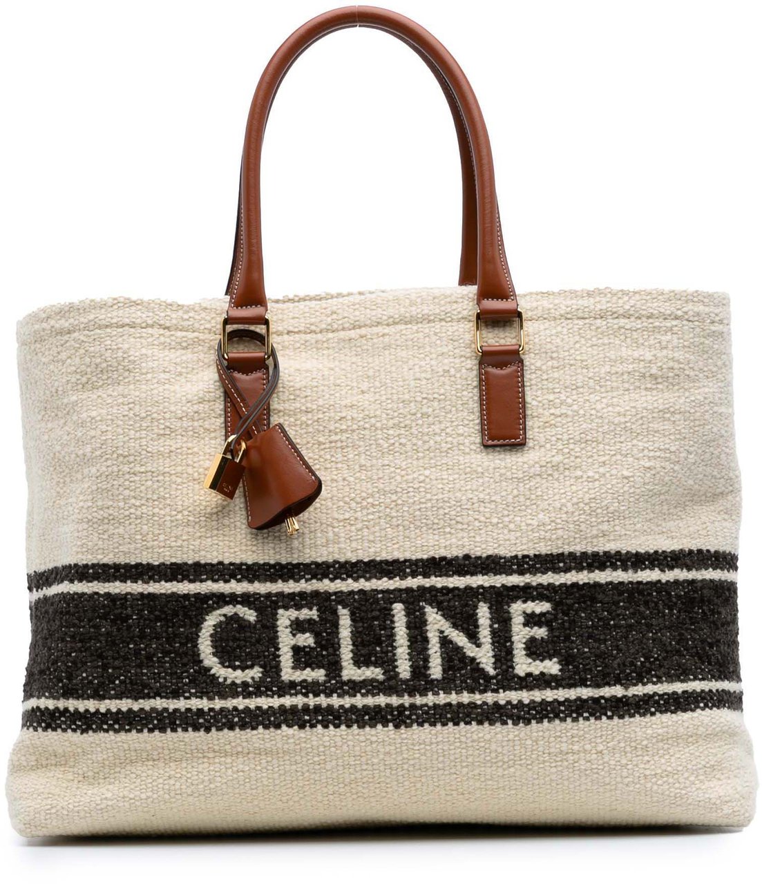 Celine Canvas Plein Soleil Horizontal Cabas Tote Bruin