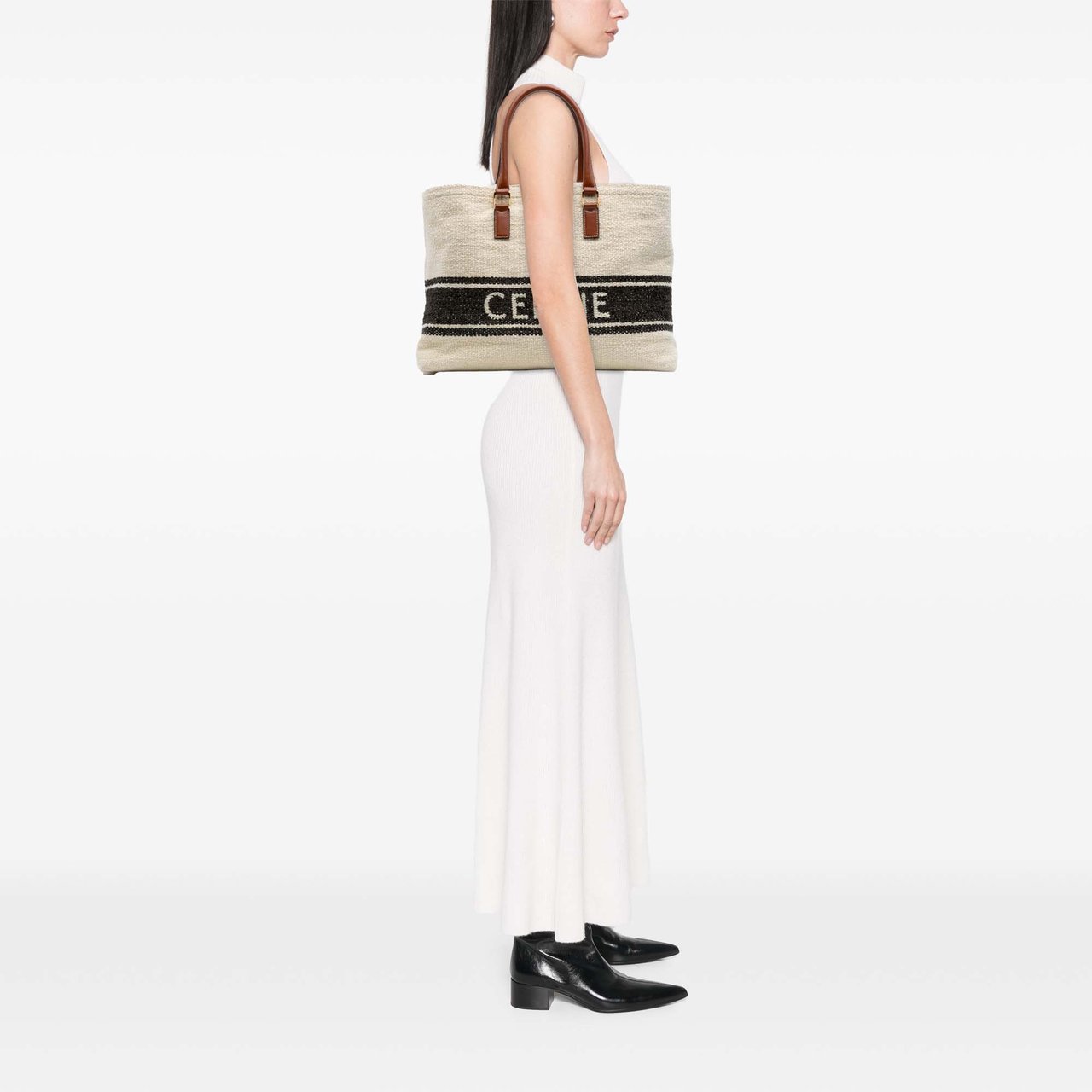 Celine Canvas Plein Soleil Horizontal Cabas Tote Bruin