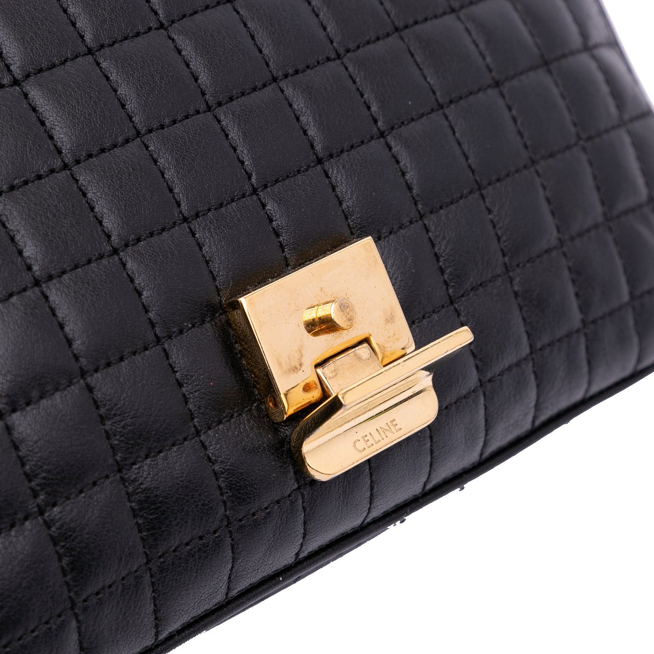Celine Medium Quilted Calfskin C Crossbody Zwart