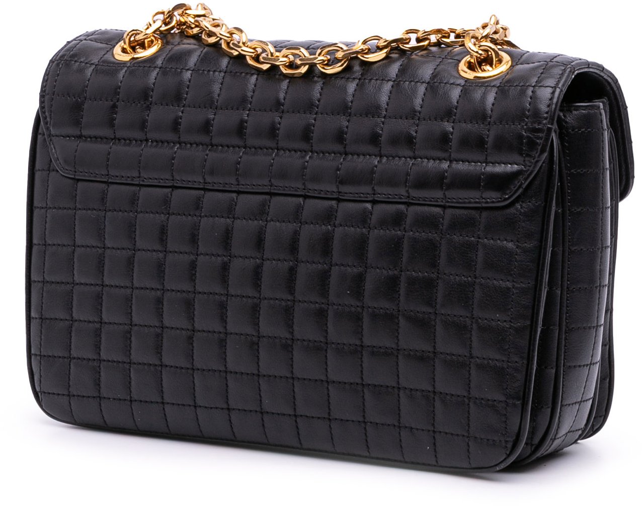Celine Medium Quilted Calfskin C Crossbody Zwart