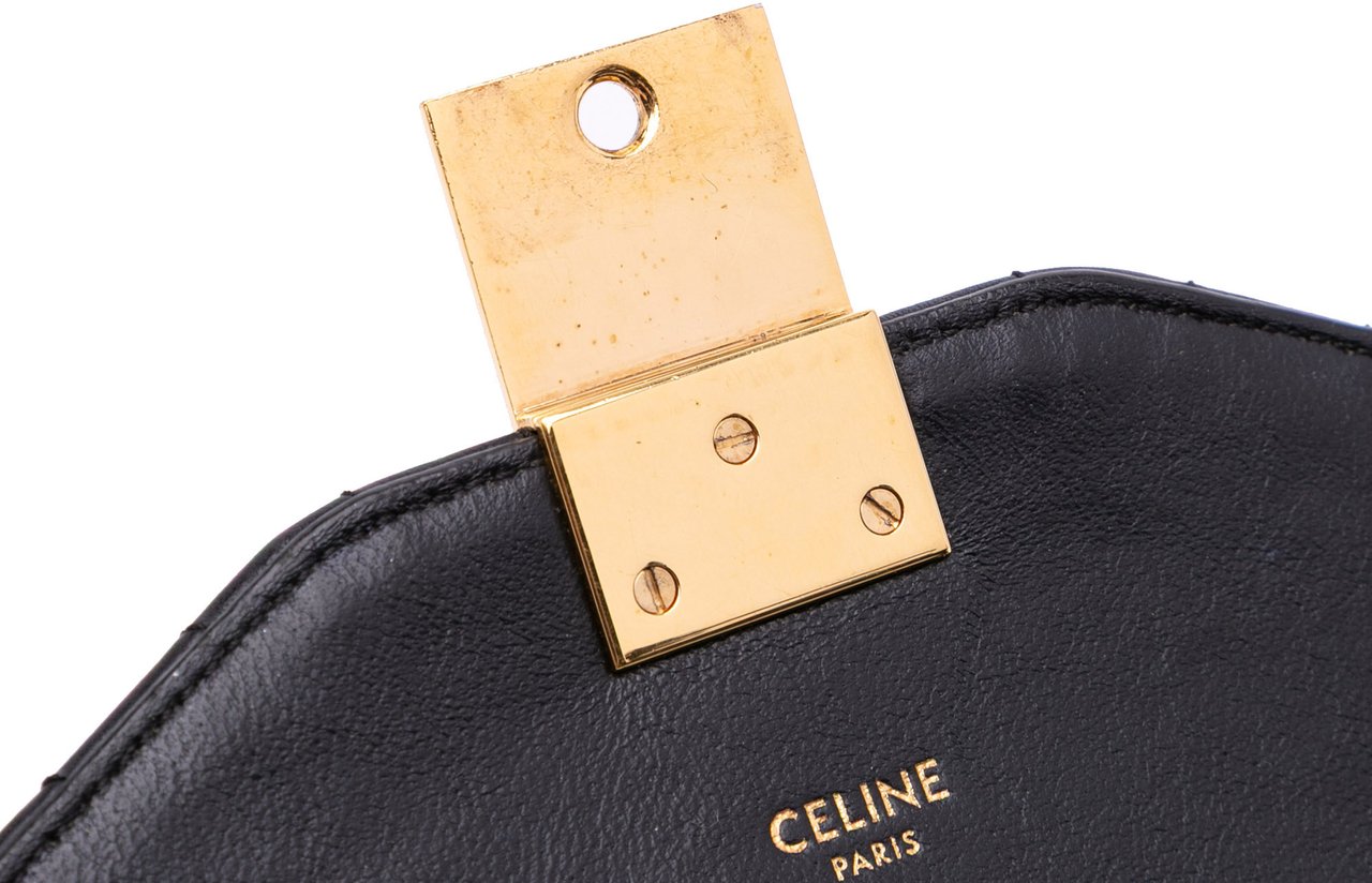 Celine Medium Quilted Calfskin C Crossbody Zwart