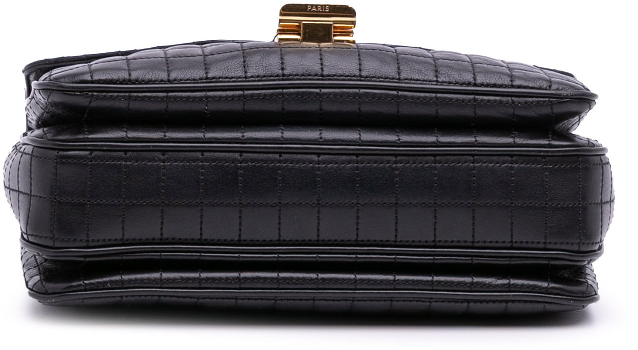 Celine Medium Quilted Calfskin C Crossbody Zwart