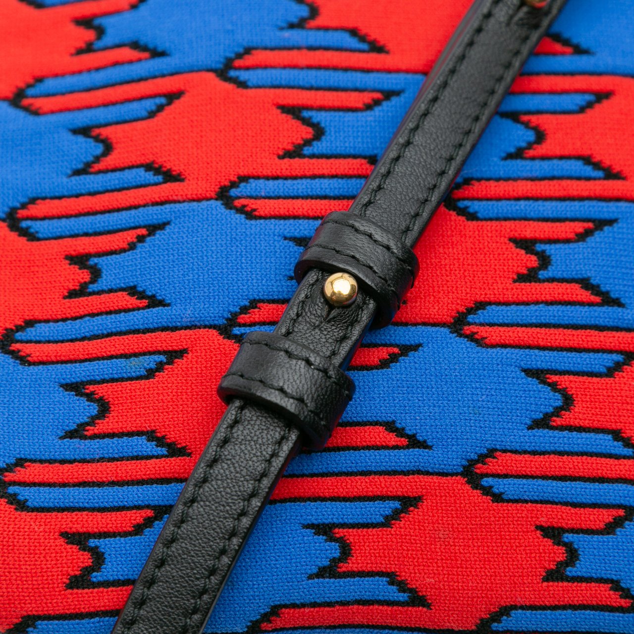 Celine Large Houndstooth Cotton Trio Crossbody Blauw