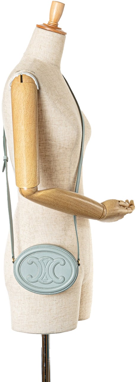 Celine Small Calfskin Cuir Triomphe Oval Crossbody Blauw