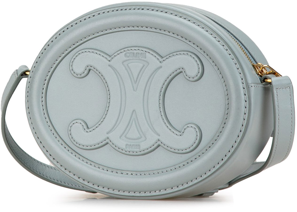 Celine Small Calfskin Cuir Triomphe Oval Crossbody Blauw