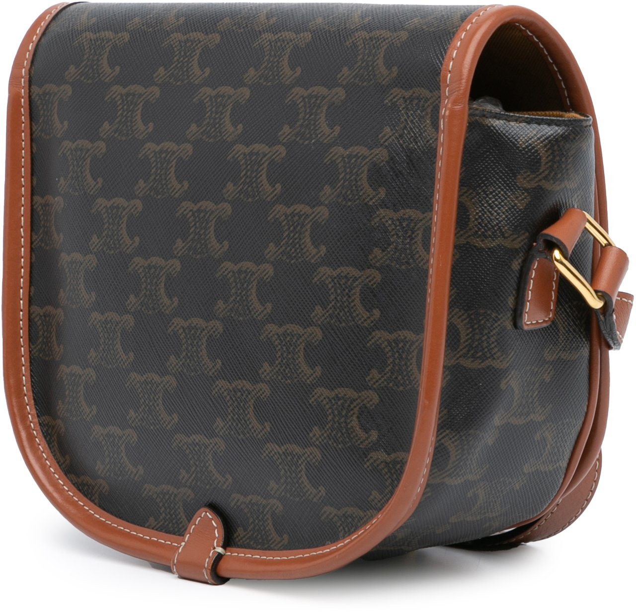 Celine Medium Triomphe Coated Canvas Folco Crossbody Bruin