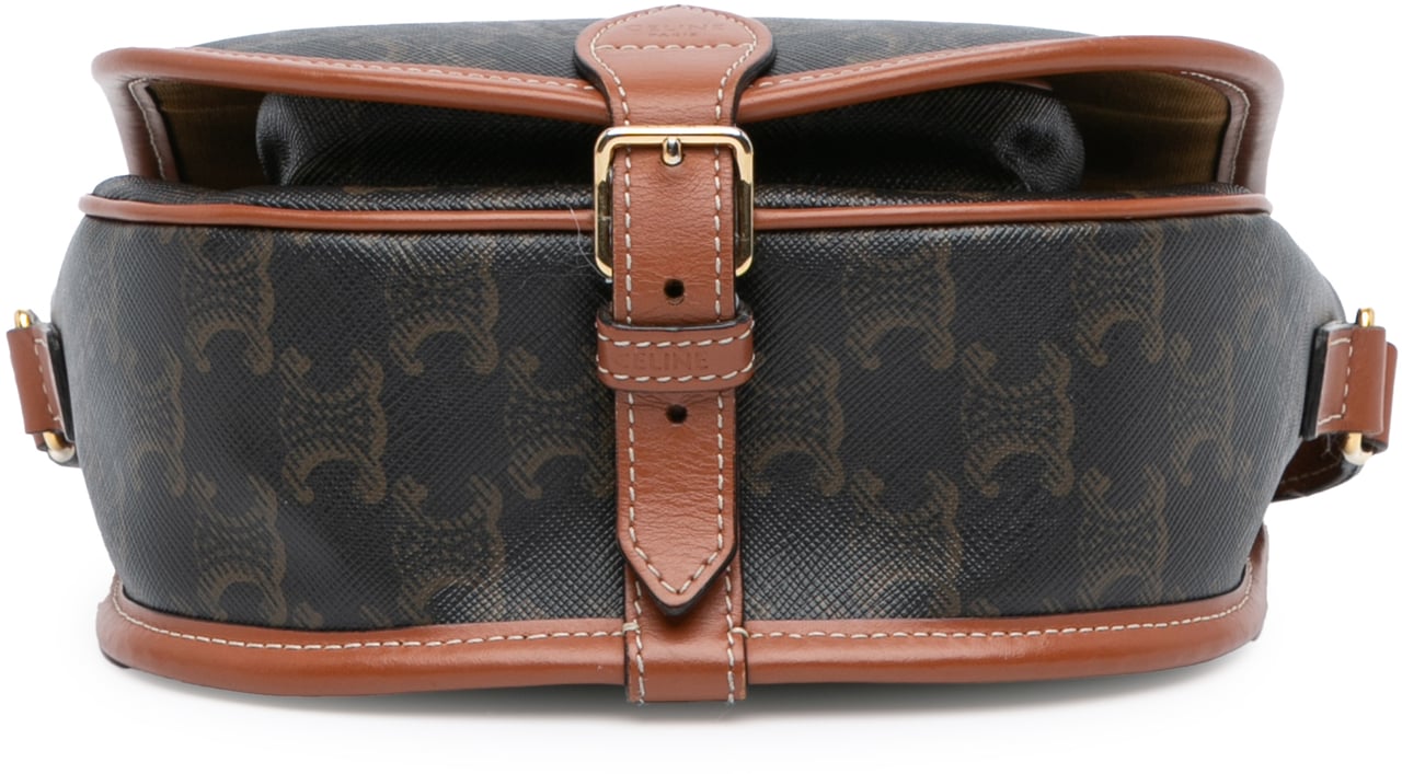 Celine Medium Triomphe Coated Canvas Folco Crossbody Bruin