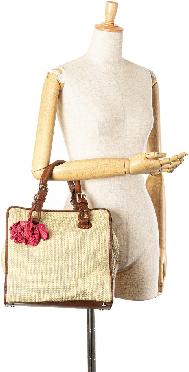 Celine Straw Handbag Bruin