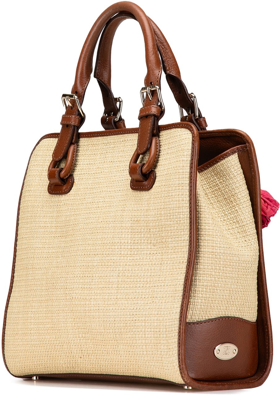 Celine Straw Handbag Bruin
