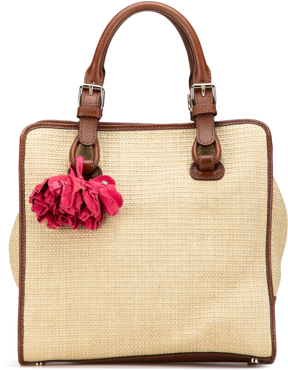 Celine Straw Handbag Bruin