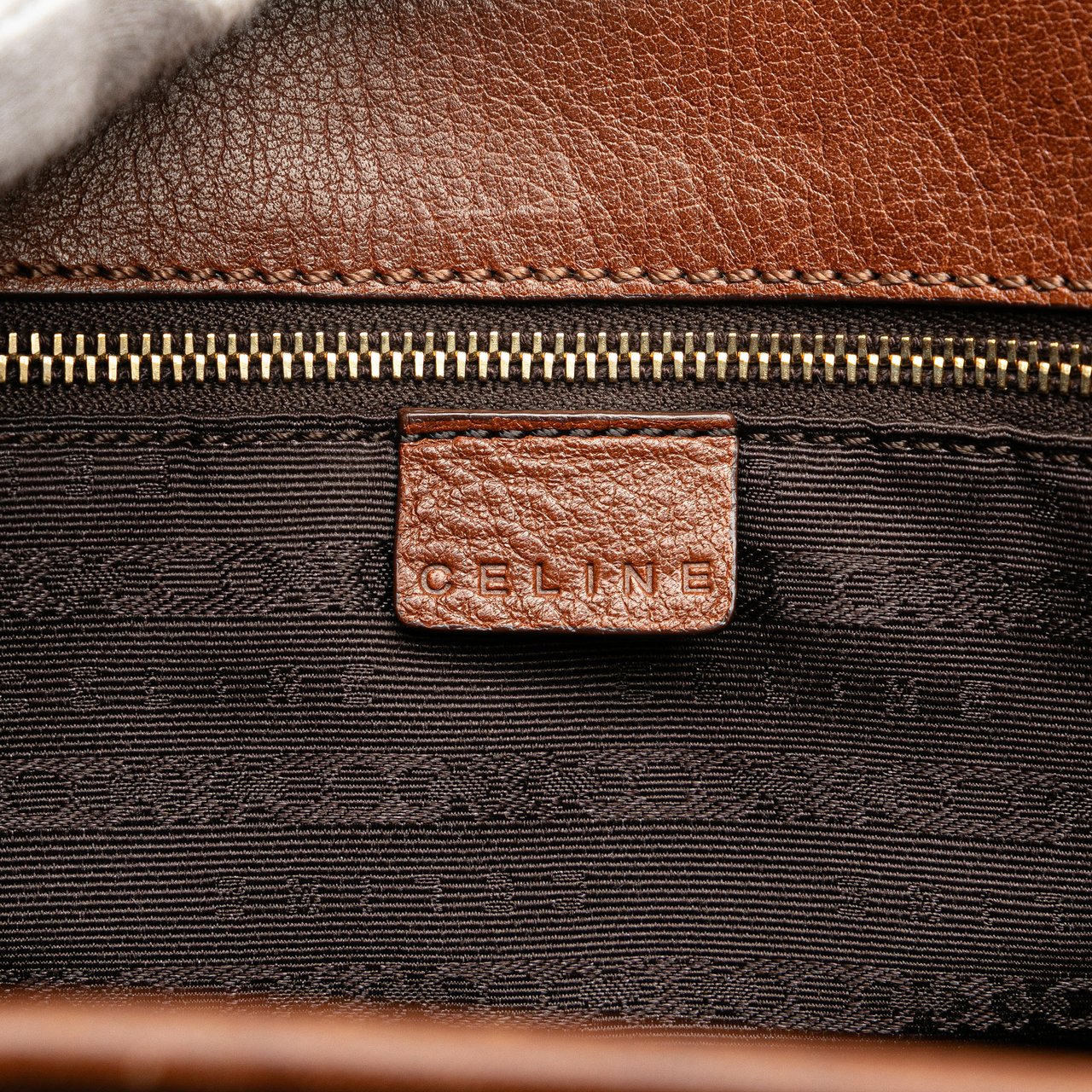 Celine Straw Handbag Bruin