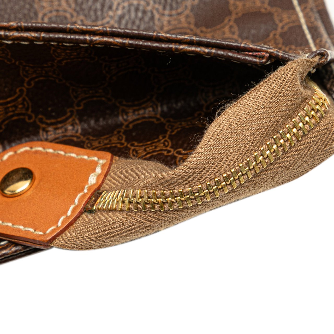 Celine Macadam Coated Canvas Clutch Bruin