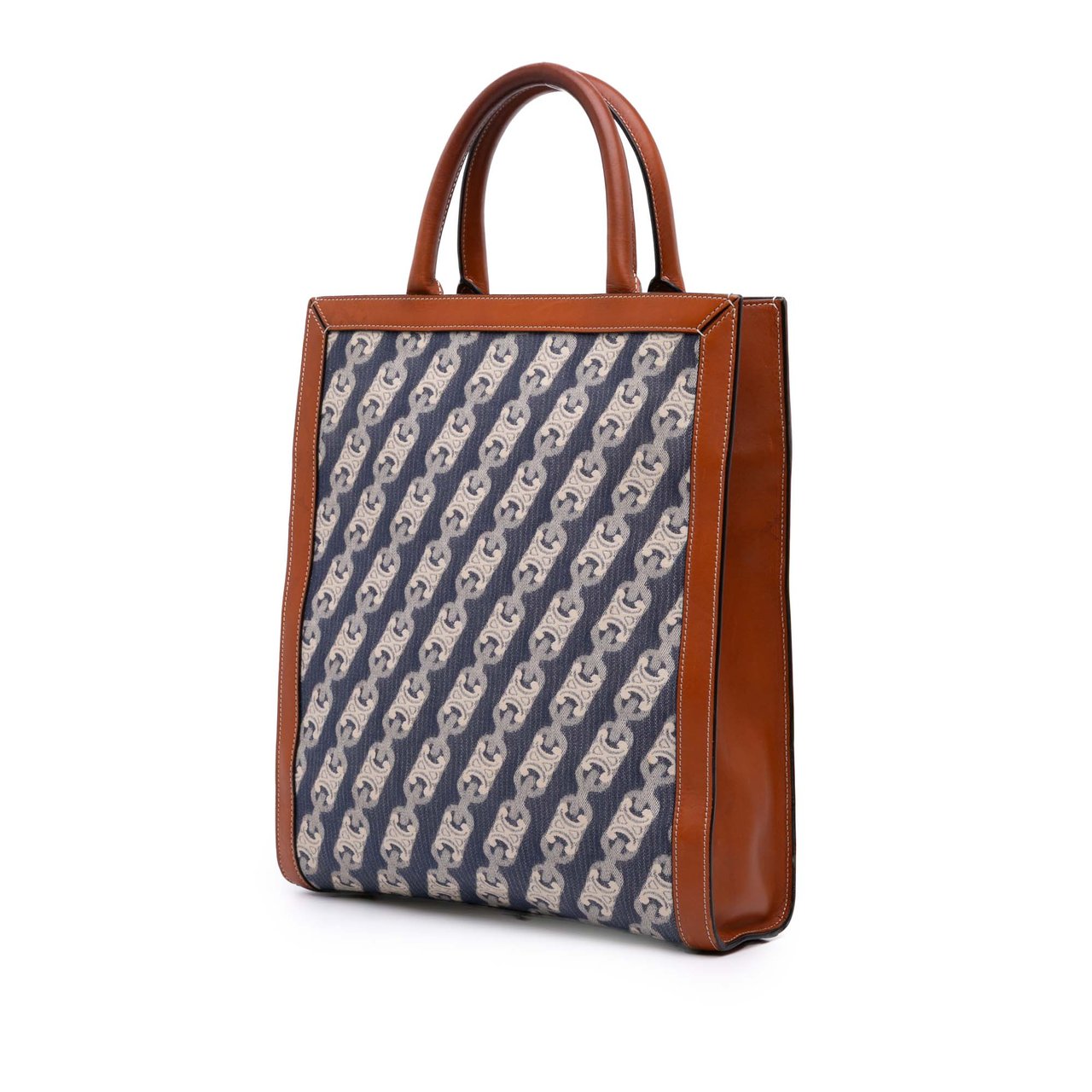 Celine Small Triomphe Canvas Maillon Vertical Cabas Satchel Blauw